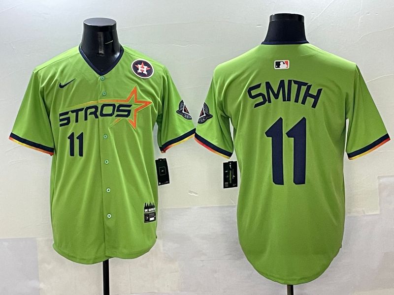 Men Houston Astros 11 Smith Green three generations Joint Name 2025 Nike MLB Jersey style 7